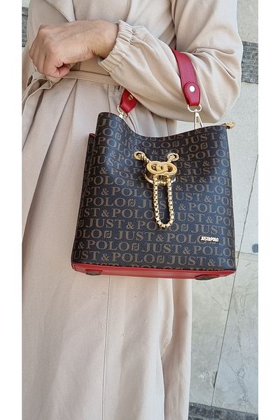 Just Polo New Year's Special Women's Brown Red Hand and Shoulder Bag