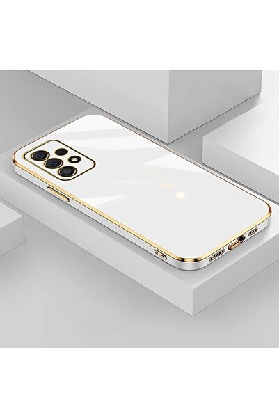 Fibaks Samsung Galaxy A32 4g Kılıf Parlak Renkli Kenarlı Şık Tarz Altın Işlemeli Kamera Korumalı Kapak