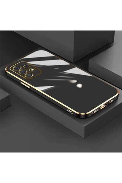 Fibaks Galaxy A52 - A52s Uyumlu Kılıf Parlak Kenarlı Altın Işlemeli Kamera Ko...