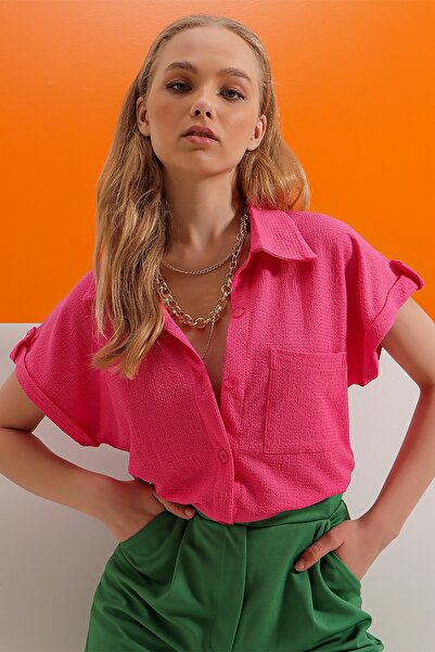 Trend Alaçatı Stili Shirt - Pink - Regular