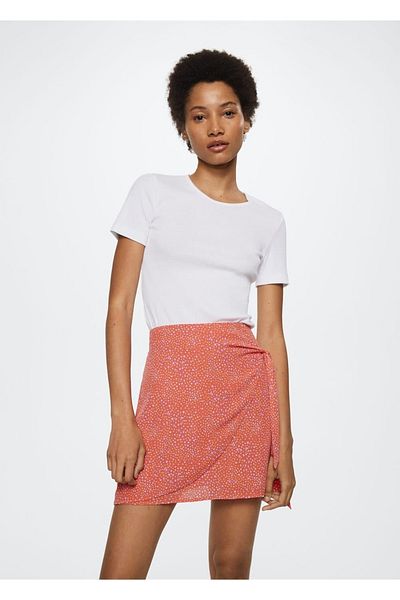 MANGO Woman Printed Skirt with Wrapped Cut