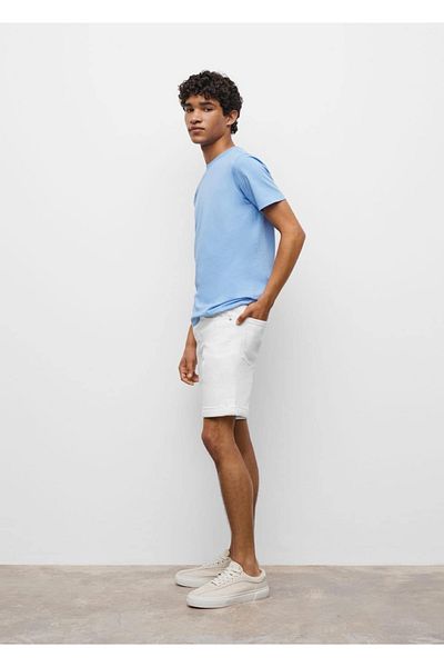 Mango Teen Bawełniane spodenki jeansowe