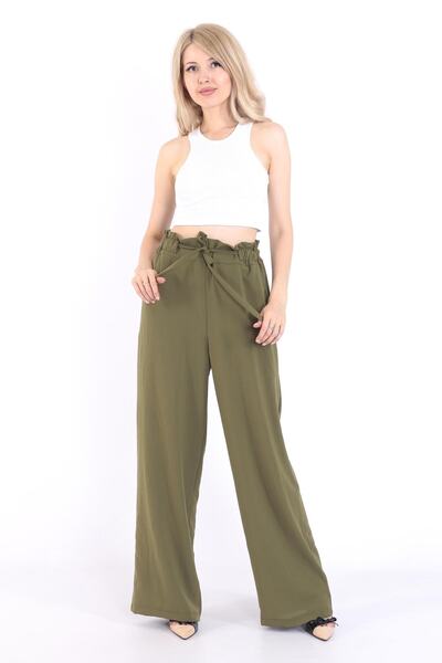 Moda Tuğram Жіночі штани хакі кольору