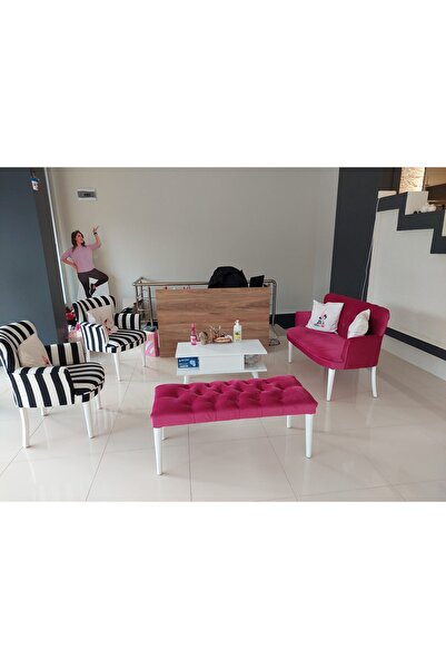 Kayser Home Çay Seti Koltuk Takımı - Oturma Grubu - Balkon - Ofis - Bahçe Mobilyası - Nubuk Kumaş - Benchli