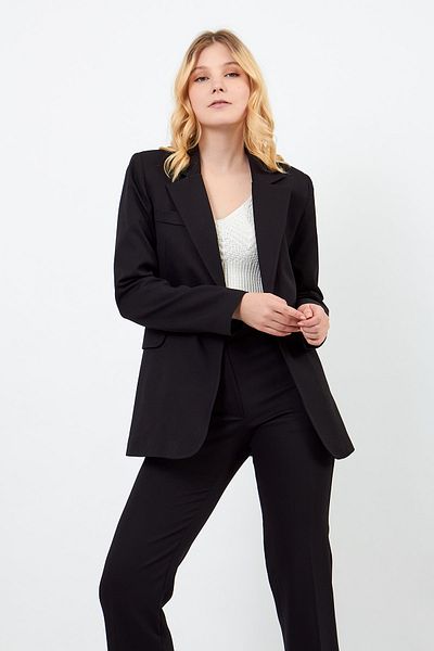 Volanlı Black Jacket Trousers Suit