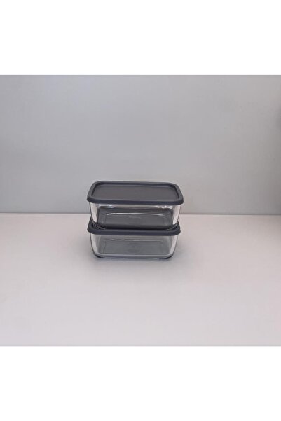 LAV Büyük Saklama Kabı Cam Kahvaltılık 2 Li - Saklama Seti 1170 Cc.gri