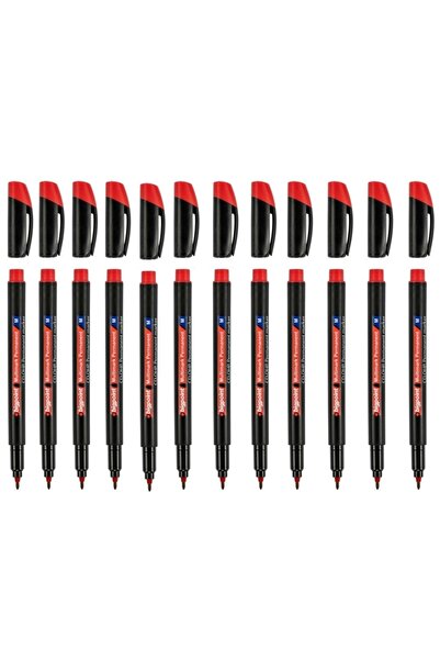 Bigpoint قلم تحديد دائم (أسيتات) M 1.0 أحمر 12 قطعة