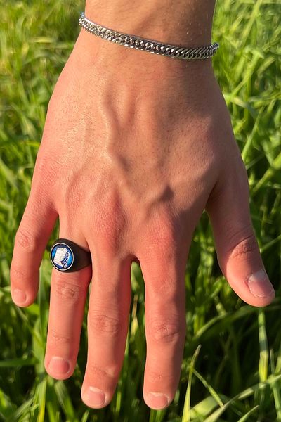 The Collection Attack On Titan-shingeki No Kyojin Anime Pattern Wedding Ring Model Adjustable Black Ring