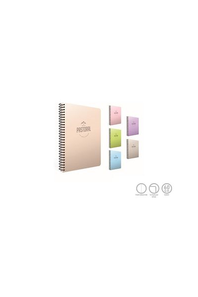 Gıpta Pastoral Spiral Plastic Cover Notebook A4 144 Sheets Lined (Pack of 3) 5550