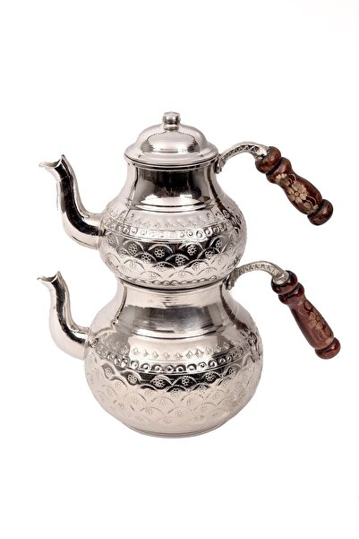 AHCAHOME Bakır Çaydanlık Işlemeli Toplam Boy :26 Cm En:alt 16 Cm Üst 12 Cm Ça...