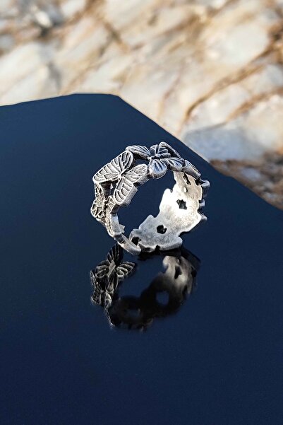 TREND COLLECTİON Kelebek Model Gümüş Kaplama Ayarlanabilir Kadın Yüzük