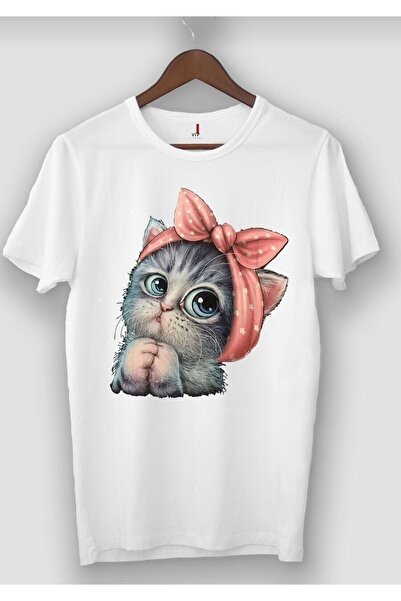 ELSİ Γυναικείο μπλουζάκι με στάμπα γάτας, oversize