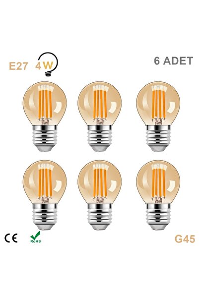 Coral Light 4 Watt Mini Top Ampul Led Filament G45 Amber Cam Rustik Ampul E27...