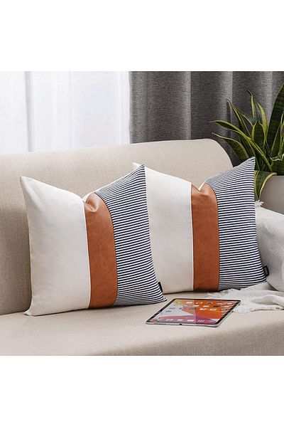stellahomes Калъфка за възглавница със специален дизайн, райета, кафява кожа, 43x43, 2', липо-премиум