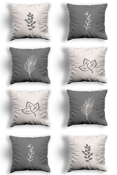 Skhome Double Sided Printed Special Design Decorative 8-Piece Throw Pillow Case (8LİKOM238)