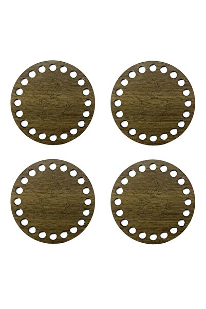 aladepo كوستر خشبى (كوستر) مخرم لون جوزى 4 قطع