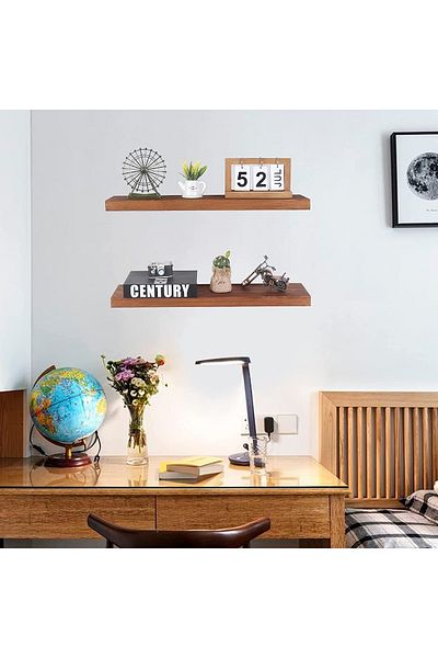 Egecan Mobilya Walnut Wall Shelf Flying Shelf Hidden Shelf Wooden Wall Shelf