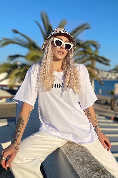 Machetta Жіночий білий мінімалістичний принт Oversize T-shirt