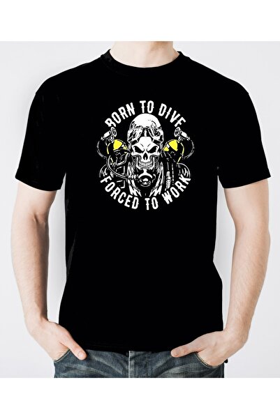 ScubaPromoTurkey Born To Dive Forces To Work Organic Printed Knitted Men's Bl...