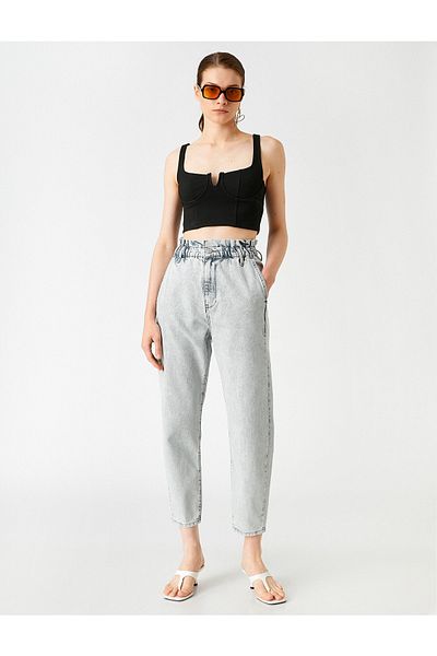 Koton High Waist Denim Trousers-baggy Jean