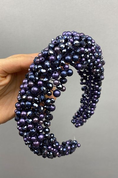 Hobigram Accesoriu de păr Leal Bombeli cu cristal și perle – Coroană, piatră de cristal, model elegant, coroană de mireasă – coroană – coroană
