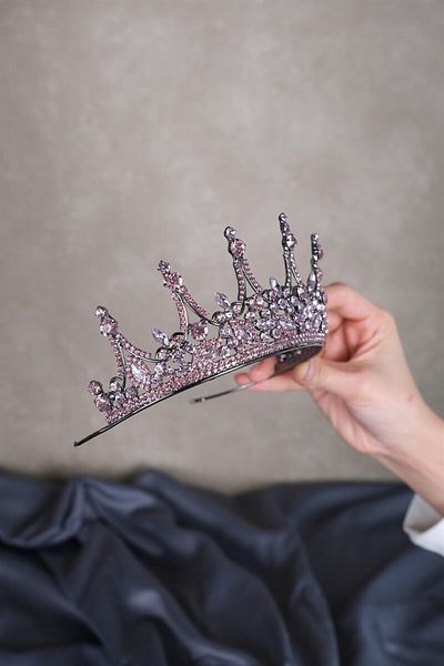 Hobigram تاج هينا للعروس موديل ليونيس الوردي - إكسسوار للعروس، تصميم أنيق، إكسسوار نسائي -