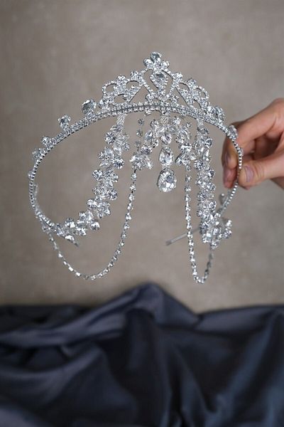 Hobigram إكسسوار شعر فضي اللون Hurrem Bridal Henna Crown – إكسسوار العروس، تصميم أنيق، إكسسوار نسائي – G