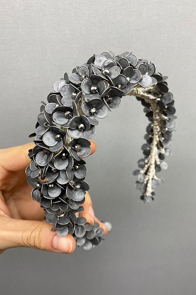 Hobigram إكسسوار شعر هينا رمادي وتيجان زفاف – تصميم خاص، إكسسوار، إنتاج عالي الجودة، طراز مثير للنظر