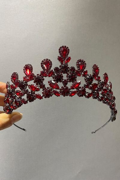 Hobigram إكسسوار شعر العروس باللون الأحمر الداكن موديل Beety Tiara Henna للعروس - إكسسوار العروس، تصميم أنيق - إكسسوار العروس