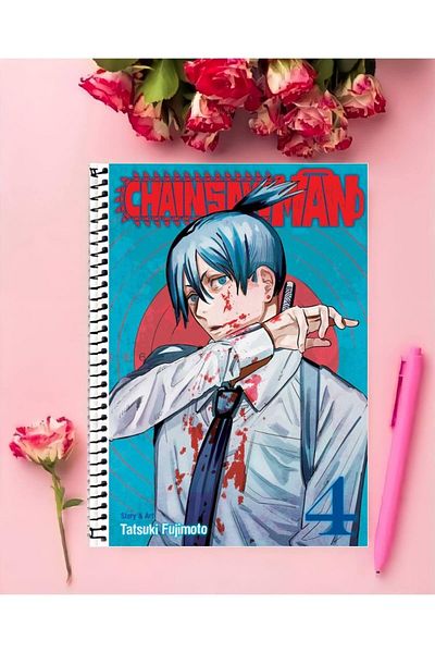 animeandyourworld Chainsaw Man Notebook 1 Piece Special Design A4 Size 21*29 Cm Wired Checkered Large Size Notebook