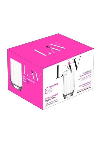 LAV Diamond 25 Large Soft Drink Glass / Tumbler Set 385cc x 6 Pc