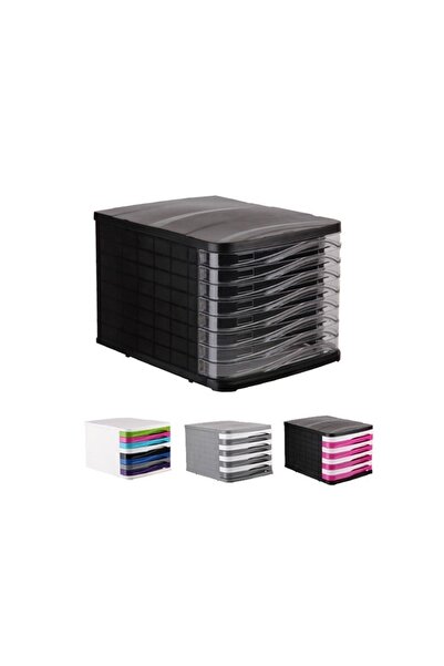 Ark Çekmeceli Evrak Rafı 8'li Siyah