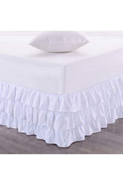 METİNEV Lined and Frilly White Base Skirt Three Layers