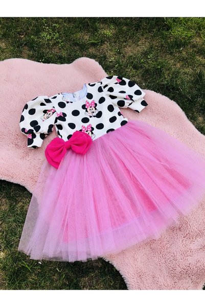 EYLÜL ELİF BUTİK Eylul Elif Boutique Minnie Mouse Patterned Girl's Dress