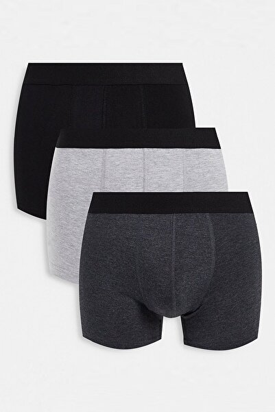 BLACK SWALLOW Erkek Karışık Renk 3'lü Paket Pamuklu Likralı Boxer