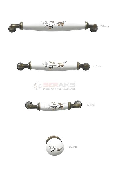 SERAKS MOBİLYA AKSESUARLARI 96mm 9.6 cm Real Porcelain Handle