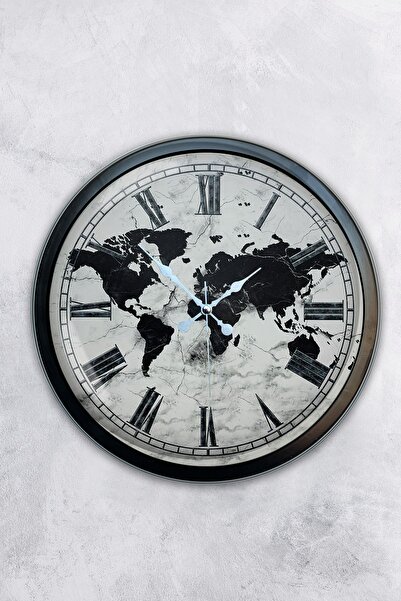 Kasva Concept ساعة حائط معدنية سوداء على شكل ندفة الثلج مقاس 40 سم