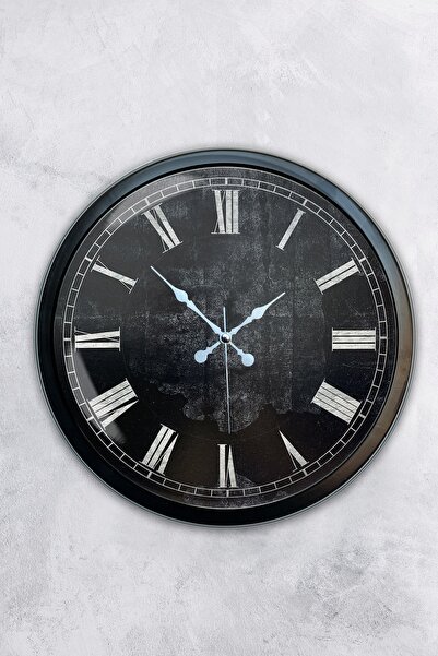 Kasva Concept ساعة حائط ريترو معدنية سوداء مقاس 40 سم