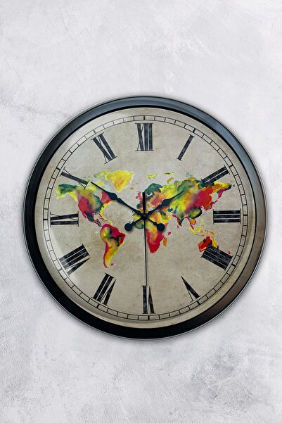 Kasva Concept ساعة حائط ساعة حائط الأب المسلم المعدنية السوداء 40 سم