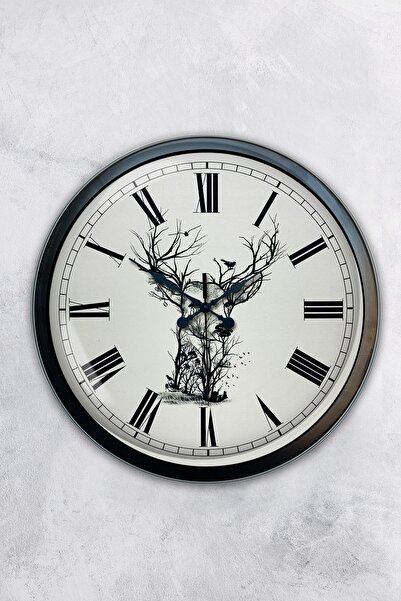 Kasva Concept ساعة حائط مزخرفة معدنية سوداء مقاس 40 سم