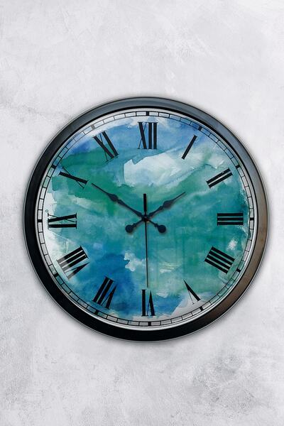 Kasva Concept هدية ساعة حائط مزخرفة معدنية سوداء مقاس 40 سم