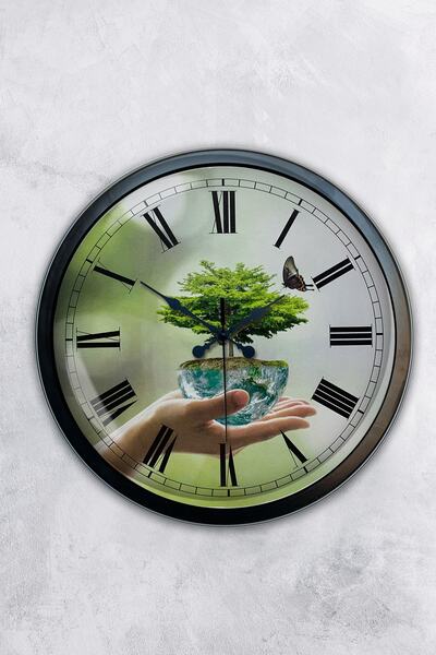 Kasva Concept ساعة حائط للمطبخ معدن أسود مقاس 40 سم