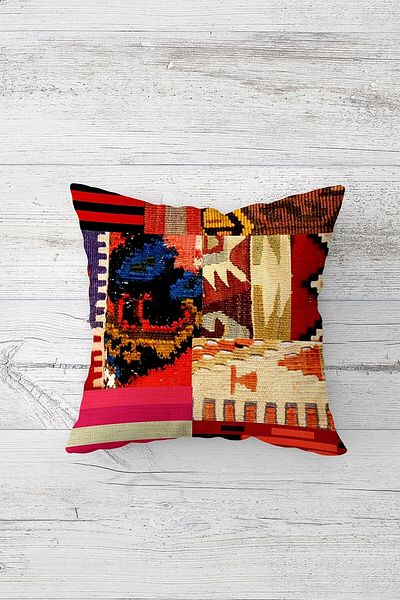 on the clouds Ethnic Kilim Motif Patchwork Κρυφή Μαξιλαροθήκη με φερμουάρ διπλής όψης Μαξιλαροθήκη μαξιλαριού καθίσματος