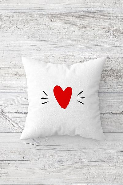 on the clouds Red Heart One Side Printed Hidden Zipper Pillow Case Throw Pillow Sofa Pillow Case