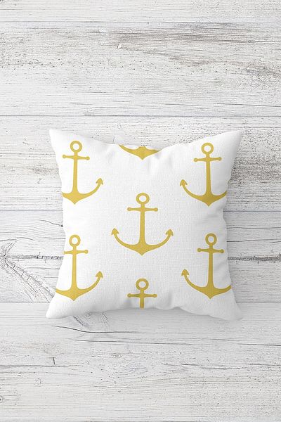 on the clouds Față de pernă cu fermoar ascuns imprimat pe o parte cu model Sailor Anchor