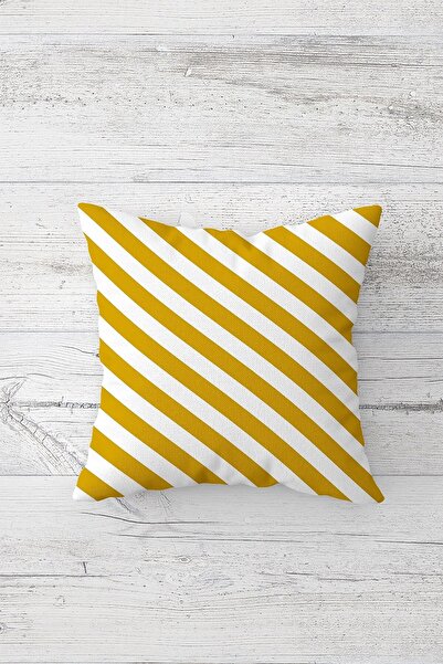 on the clouds Mustard Striped Double Sided Printed Hidden Zippered Pillowcase...