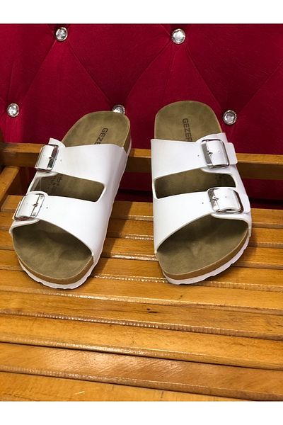 GEZER Kafkaslar Orthopedic Birkenstock Model Slippers with Two Buckles