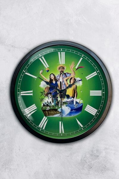 Kasva Concept ساعة حائط طبيعة معدنية سوداء مقاس 40 سم