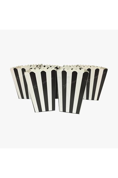 papercraft Popcorn Corn Box Black White Striped 8 Pack