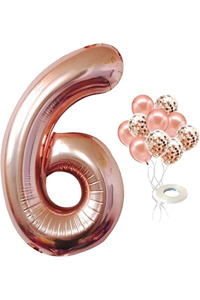 BEST PARTİ DOĞUM GÜNÜ PARTİ SÜSLERİ 6 Years Old Rose Gold Number Balloon Conf...